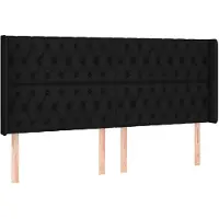 vidaXL Hoofdbord met randen 203x16x118/128 cm stof zwart