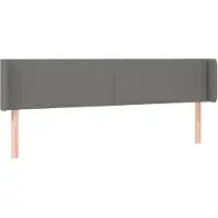 vidaXL Hoofdbord met randen 203x16x78/88 cm stof donkergrijs