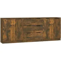 vidaXL 3-delige Dressoirs bewerkt hout gerookt eiken