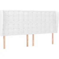 vidaXL Hoofdbord met randen 183x23x118/128 cm kunstleer wit
