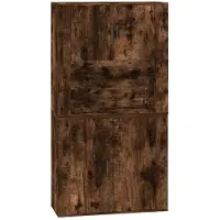 vidaXL Hoge kast bewerkt hout gerookt eikenkleurig