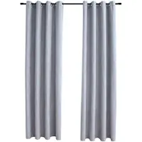 vidaXL Gordijn verduisterend met metalen ringen 2 st 140x225 cm grijs