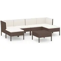 vidaXL 7-delige Loungeset met kussens poly rattan bruin