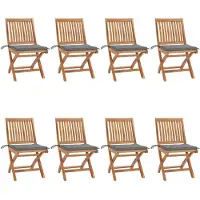 vidaXL Tuinstoelen 8 st inklapbaar met kussens massief teakhout
