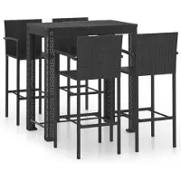 vidaXL 5-delige Tuinbarset met armleuningen poly rattan zwart