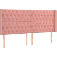 vidaXL Hoofdbord met randen 203x16x118/128 cm fluweel roze