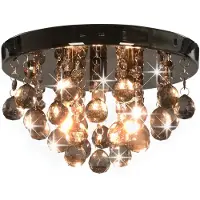 vidaXL Plafondlamp met rookzwart gekleurde parels, zwart, rond, fitting E27