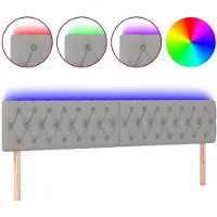 vidaXL Hoofdbord LED 180x7x78/88 cm stof lichtgrijs