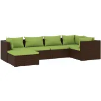 vidaXL 6-delige Loungeset met kussens poly rattan bruin