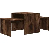 vidaXL Salontafelset 100x48x40 cm bewerkt hout gerookt eikenkleurig