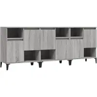 vidaXL Dressoirs 3 st 60x35x70 cm bewerkt hout grijs sonoma eikenkleur