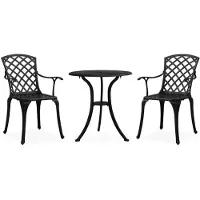 vidaXL 3-delige Bistroset gietaluminium zwart