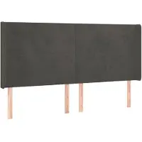 vidaXL Hoofdbord met randen 163x16x118/128 cm fluweel donkergrijs