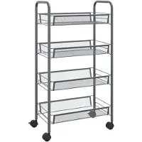 vidaXL Keukentrolley 4-laags 46x26x85 cm ijzer grijs