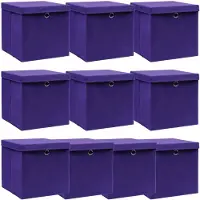 vidaXL Opbergboxen met deksel 10 st 32x32x32 cm stof paars