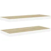 vidaXL Wandschappen zwevend 2 st 80x23,5x3,8 cm MDF eikenkleurig wit