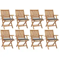 vidaXL Tuinstoelen 8 st inklapbaar met kussens massief teakhout
