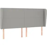 vidaXL Hoofdbord met randen 163x23x118/128 cm stof lichtgrijs