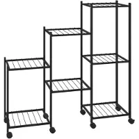 vidaXL Bloemenstandaard met wielen 83x25x83,5 cm ijzer zwart