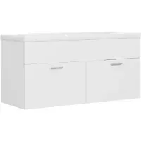 Möbelando Wastafelset "Parchtitz" van keramiek, kleur wit. Afmetingen (L/B/H/D): 101x39x18x38 cm