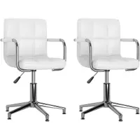vidaXL Eetkamerstoelen draaibaar 2 st kunstleer wit