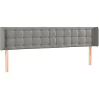 vidaXL Hoofdbord met randen 203x16x78/88 cm fluweel lichtgrijs