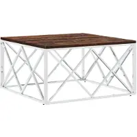 vidaXL Salontafel roestvrij staal en massief hergebruikt hout