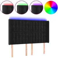 vidaXL Hoofdbord LED 147x16x118/128 cm fluweel zwart