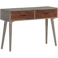 vidaXL Wandtafel 110x35x75 cm massief ruw mangohout grijs