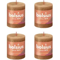 Bolsius Stompkaarsen Shine 4 st rustiek 80x68 mm spice brown