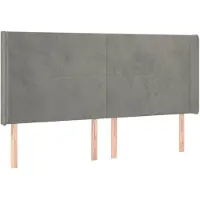 vidaXL Hoofdbord met randen 203x16x118/128 cm fluweel lichtgrijs