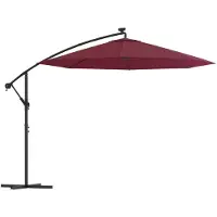 vidaXL Zweefparasol met LED en stalen paal wijnrood