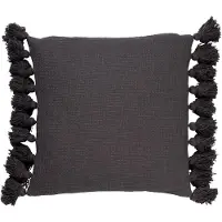 Dutch decor - RUBY - Kussenhoes 45x45 cm - 100% katoen - met flosjes - Charcoal Gray - antraciet