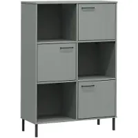 vidaXL Boekenkast met metalen poten OSLO 90x35x128,5 cm hout grijs