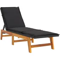 vidaXL Ligbed met kussen poly rattan en massief acaciahout