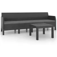 vidaXL 2-delige Loungeset met kussens PP rattan antracietkleurig