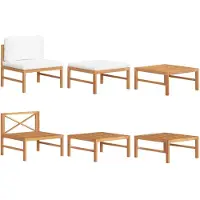 vidaXL 3-delige Loungeset met crèmekleurige kussens teakhout