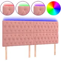 vidaXL Hoofdbord LED 200x7x118/128 cm fluweel roze