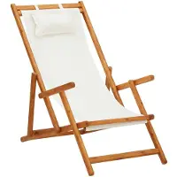 vidaXL Strandstoel inklapbaar massief eucalyptushout en stof crème