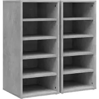 vidaXL Schoenenkasten 2 st 31,5x35x70 cm bewerkt hout betongrijs