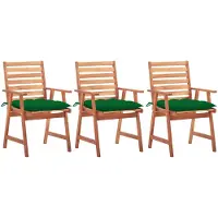 vidaXL Tuinstoelen 3 st met kussens massief acaciahout