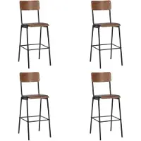 vidaXL Barstoelen 4 st massief multiplex staal