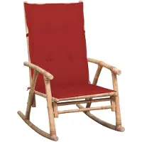 vidaXL Schommelstoel met kussen bamboe