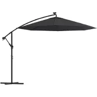 vidaXL Zweefparasol met LED en stalen paal 300 cm zwart