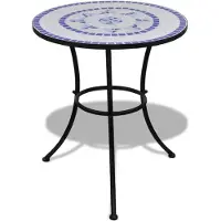 vidaXL Bistrotafel 60 cm mozaïek blauw en wit