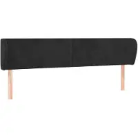 vidaXL Hoofdbord met randen 203x23x78/88 cm fluweel zwart