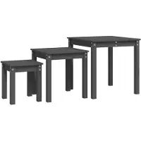 vidaXL Tafeltjesset 3 st massief grenenhout grijs