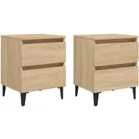 vidaXL Nachtkastjes 2 st 40x35x50 cm bewerkt hout sonoma eikenkleurig