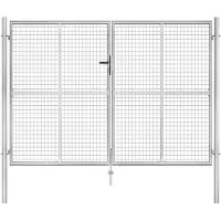 vidaXL Poort 306x225 cm gegalvaniseerd staal zilverkleurig