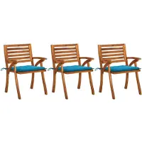 vidaXL Tuinstoelen 3 st met kussens massief acaciahout